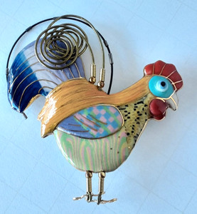 CYNTHIA CHUANG ~Jewelry 10~ Porcelain~ Whimsical Bird ~Pin~ Brooch~ Signed