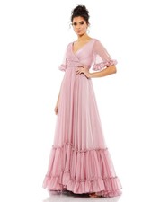 NWD, Mac Duggal 67935 - Wrap Bodice A-Line Long Dress in Pink Sz 10 LD0228