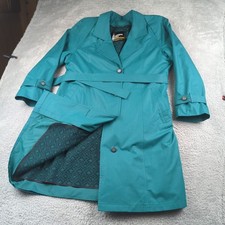 Vintage London Fog by Wamsutta Trench Coat Women 14 Reg Green Zip Out Liner Belt