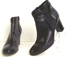 Schwarze Damen Stiefelette, echtes Leder, 8cm Absatz - Gr. 40 - Andrea Manueli
