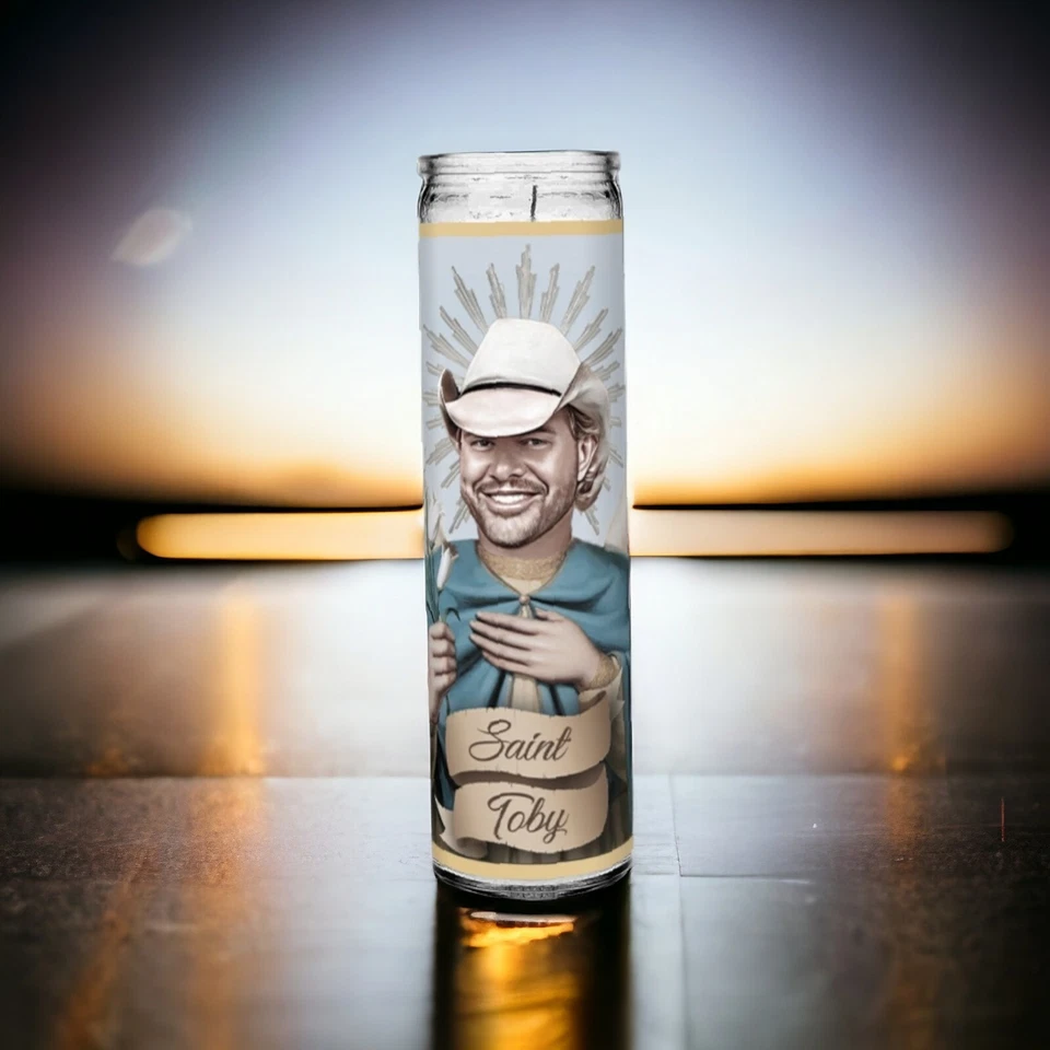 Молитвенная свеча Святого Тоби Кита, 8 дюймов белая без запаха, кантри-музыкант, певец  - Изображение 2 из 4