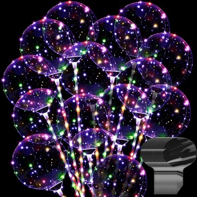 5st Leuchtend Luftballon mit Stäbe Transparent Bobo Bunte Blase Ballon Hoch H9Y2