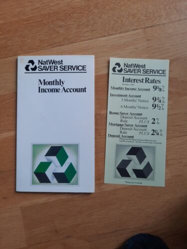 Rare NatWest Saver Service Monthly Income Account Leaflet & Interest Rates 1982 - Picture 1 of 6