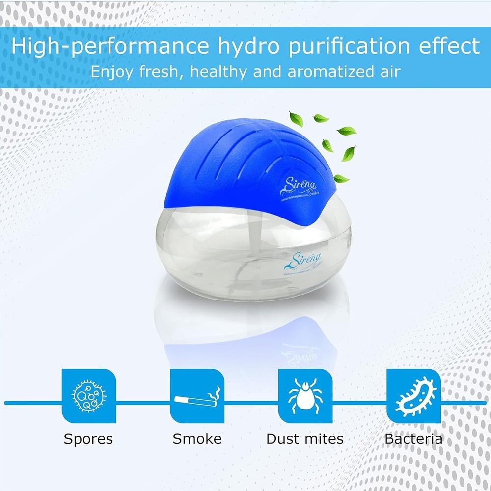 Blue LED Night Light Air Purifier with Water Filter, Washer, and Oil Aroma Diffuser