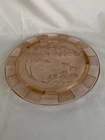 Federal Glass Sharon Pink Cabbage Rose Depression glass Footed Cake Plate Vtg