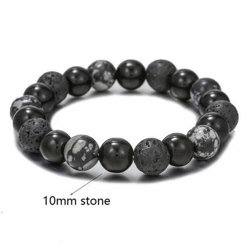 8mm Volcanic Stone Bracelet for Men Lava Wooden Beads Bracelet Tibetan Buddha - Picture 28 of 28