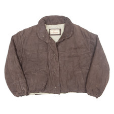 Territorie Redskins Angie Womens Puffer Jacket Brown Leather M