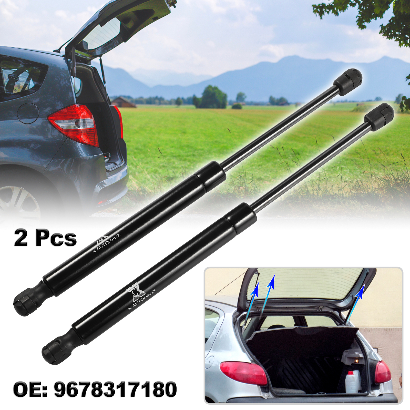 2pcs Rear Hatch Liftgate Gas Lift Supports 9678317180 for Peugeot 