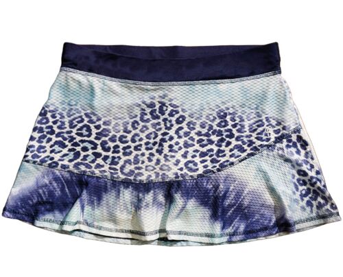 SOFIBELLA sz M Blue Ombre Leopard Printed Tennis Pickleball 13" UV Skort NEW - Picture 4 of 4