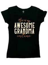 Womens Awesome Grandma Costume Halloween T-Shirt Size S Short Sleeve Black Tee