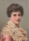 Woman with Lace Shawl and Pink Dress Portrait No Advertising Vict Card c1880s