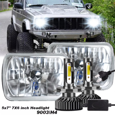 Pair 7X6'' 5x7'' LED Headlight Front 6000k White For Jeep Cherokee 1984-2001