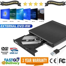 External DVD Drive USB 3.0 Portable CD/DVD+RW Drive Player ROM Rewriter Burner