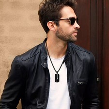 Uomo militare esercito nero Dog Tag ciondolo in acciaio inox collana