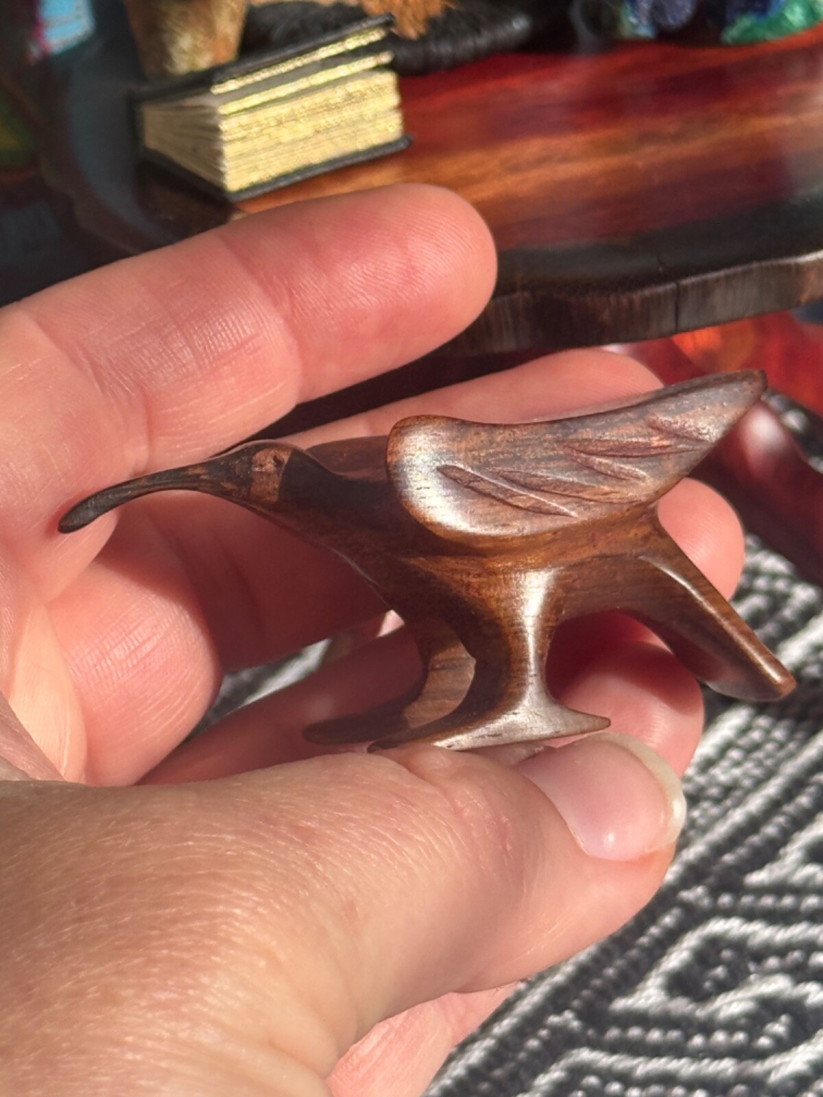 Dollhouse Miniature Hummingbird End Table Stool Exotic Tropical Heartwood Decor