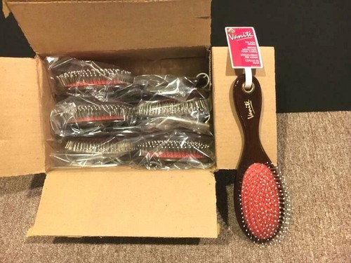 Vintage NOS-BOX of 6 Pet Cat Wooden Handle-Dog Brush Grooming Hair Fur FREE SHIP