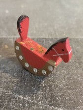 Red wooden rocking horse AS IS ornament Xmas decor