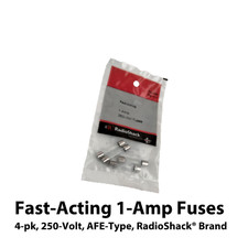 4-pk Fast-Acting 1-Amp 250-Volt Fuses, RadioShack  Brand 270-1005, AFE Type