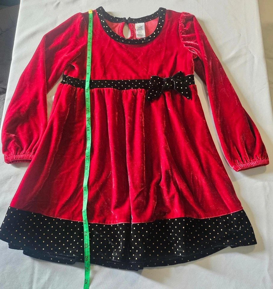 Avon красный бархат черный бант праздник Рождество прихоти платье девочек размер 7/8 - Изображение 4 из 4