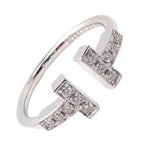Tiffany \u0026 Co 18k White Gold Diamond T 