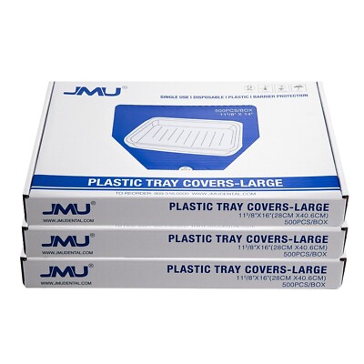 1500Pcs/ 3Boxes JMU Dental Tray Cover Sleeve Durable Plastic 11-5/8''X16'' Size E