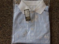 Fairway & Greene Aston Tech Pique Polo Shirt White Blue Men's Small Fairway & Greene Aston Tech Pique Polo Shirt White Blue Men's Small