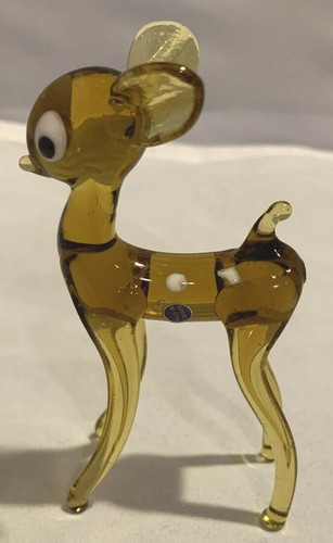 3 PIECE BLOWN GLASS MINIATURE AMBER DEER SET - Picture 3 of 8