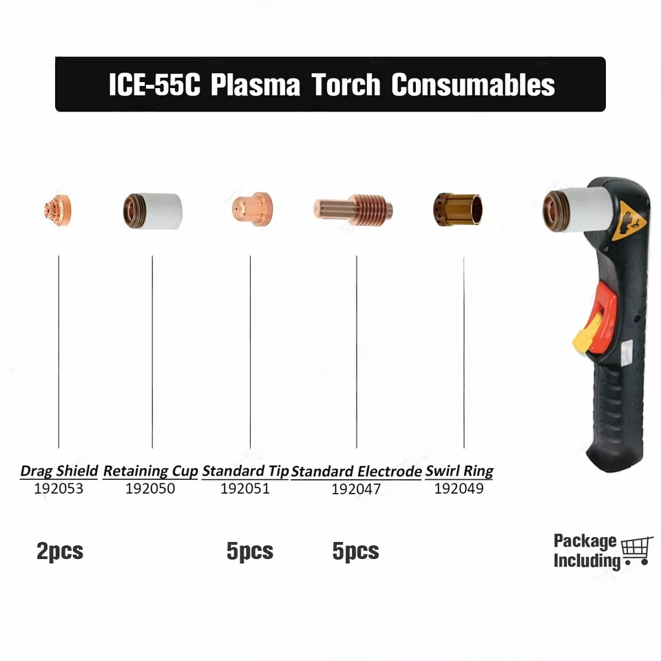 Lot De 12 Embouts Et électrodes Plasma 55A - Pour Poste à Plasma Miller ICE 40T/50C