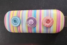 Sun Tropez Eyeglass Case / Sunglasses/ Hard Clam Shell PINK w/ BUTTONS #6