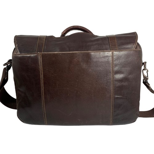 Kenneth Cole Reaction Brown Distressed Leather Laptop Messenger Bag + Adj Strap - Picture 5 of 15