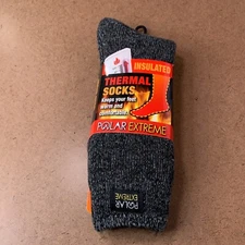 Polar Extreme Mens Shoe Size 6-12 Black Marl Insulated Thermal Socks 1 Pair NWT