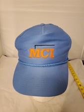 VTG MCI Telecommunications Rope Strapback Cap Orange/ blue Made In Usa