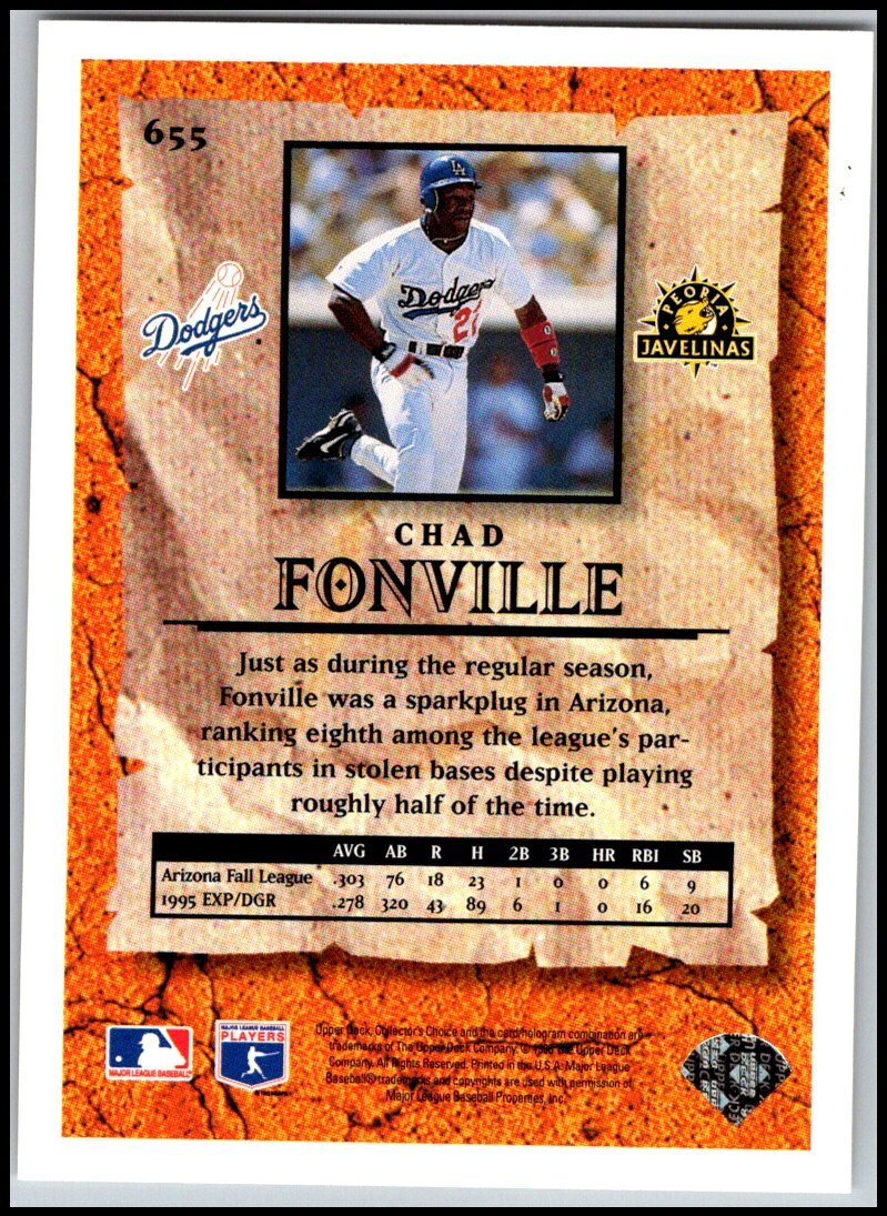 1996 UD Collector's Choice #655 Chad Fonville - Arizona