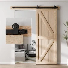 CCJH 4FT-20FT Sliding Barn Door Hardware Kit Track For One/Two Wood Doors