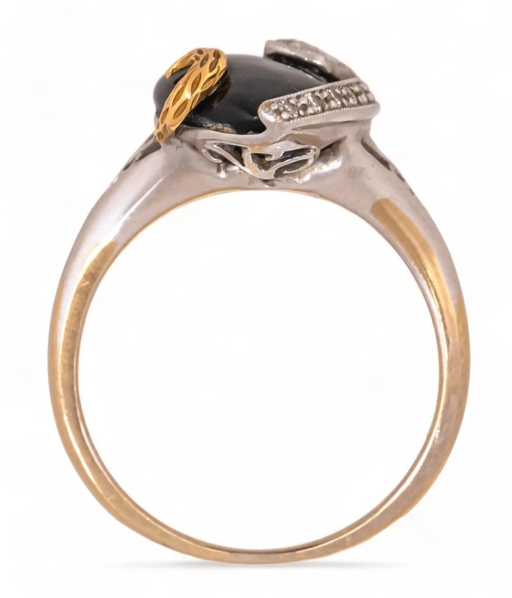 18k Two Tone Gold Diamond Black Onyx Ring Size 8.25 | eBay 18k Two Tone Gold Diamond Black Onyx Ring Size 8.25 | eBay