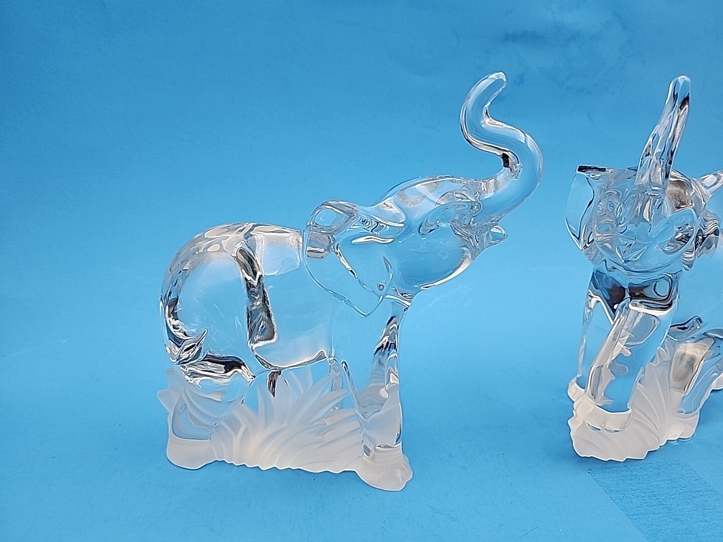 2 Lenox Elephants- Animal Collection- Fine Crystal Made In Germany Trunks Up 
