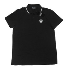 EA7 Emporio Armani Men's Black Tipped Short Sleeve Polo Shirt