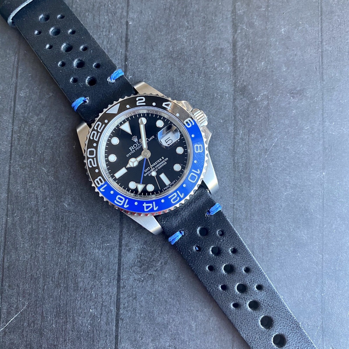 Leather Strap Batman Nato Strap 20mm BLACK Cumberland Side