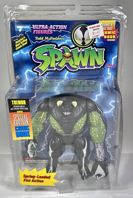 McFarlane Toys Spawn Series 1 TREMOR Action Figure with Comic Book Green 1994