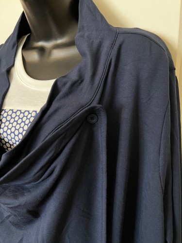 NWT WRAP JACKET 2X 20/22 NAVY BLUE TOP OPEN DRAPE OR BUTTON SIDE ATHLETIC WORKS - Picture 3 of 6