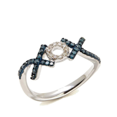 Raritäten Damen Sterlingsilber Diamant Pave XOX Love Stapelring Größe 6