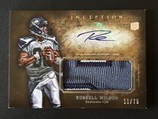 2012 Topps Inception Russell Wilson Autograph Jumbo Patch RC Serial #/75 🔥🔥🔥