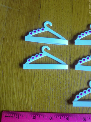 Vtg Barbie Fashion Doll Clothing Hangers Snap On Style Lot 7 White Pink Hearts - Picture 8 of 11