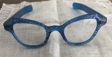 Vintage Eyeglass Frames Blue Speckle 6 barrel hinge Ladies