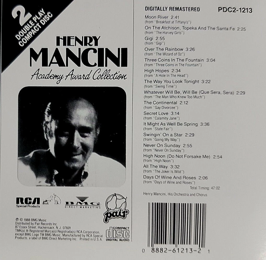 HENRY MANCINI - Academy Award Collection - RCA Special Products / PDC2-1213  88826121321 | eBay