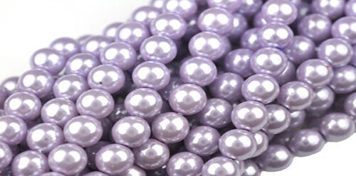 50 Pretty Lilac Round Glass Pearl Beads 6MM - Picture 1 of 1
