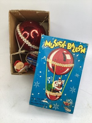 MCM Christmas Musical Hot Air Balloon Elf Mouse Vintage Xmas RARE Red (A1) works