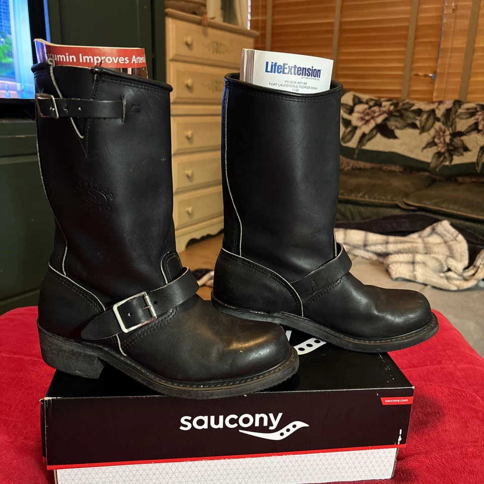 Botas pretas Carolina masculinas motociclista engenheiro 115 biqueira de aço resistente a óleo tamanho 7 - Imagem 2 de 4