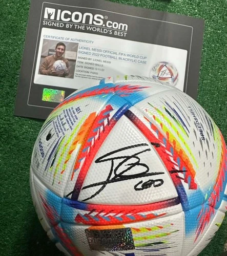 LIONEL MESSI soccer ball signed  Authenticated by Icons