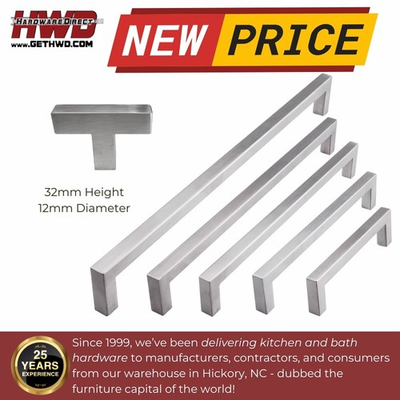 #ad Brushed Nickel Square Modern Cabinet Handles Pulls Kitchen Drawer Stainless $26.01